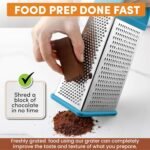 Spring Chef Professional 10" Stainless Steel Parmesan Cheese Grater with Handle, 4 Sided Handheld Box Grater, Kitchen Food Shredder for Potato, Cheese, Ginger, Veggie - Aqua Sky - Image 4