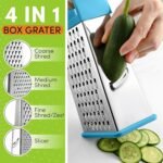 Spring Chef Professional 10" Stainless Steel Parmesan Cheese Grater with Handle, 4 Sided Handheld Box Grater, Kitchen Food Shredder for Potato, Cheese, Ginger, Veggie - Aqua Sky - Image 6