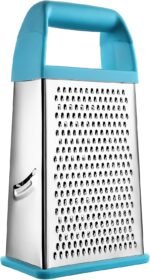 Spring Chef Professional 10" Stainless Steel Parmesan Cheese Grater with Handle, 4 Sided Handheld Box Grater, Kitchen Food Shredder for Potato, Cheese, Ginger, Veggie - Aqua Sky - Image 7