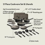 bella 21 Piece Kitchen Set with EverGood™ Ceramic Nonstick Coating​, Dishwasher & Oven Safe, All Stovetops Compatible, Tempered Glass Lids & Cool Touch Handles, Black - Image 4