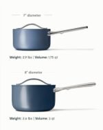 Caraway Nonstick Ceramic Sauce Pan with Lid (3 qt) - Non Toxic, PTFE & PFOA Free - Oven Safe & Compatible with All Stovetops (Gas, Electric & Induction) - Navy - Image 4