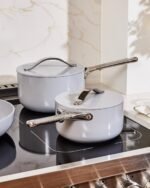 Caraway Nonstick Ceramic Sauce Pan with Lid (3 qt) - Non Toxic, PTFE & PFOA Free - Oven Safe & Compatible with All Stovetops (Gas, Electric & Induction) - Navy - Image 5