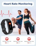 Fitness Tracker, Fitness Watches for Men Women with 24/7 Heart Rate Monitor Sleep Tracker Step/Calorie Counter Stopwatch Pedometer IP68 Waterproof (Black) - Image 3