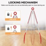 NileHome Tongs for Cooking, Professional Stainless Steel Cooking Tongs – Heat-Resistant for Grilling, BBQ, Serving Salad, Pasta, and Kitchen Use, Dishwasher Safe, Set of 7" 9" 12", Red - Image 3
