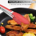 NileHome Tongs for Cooking, Professional Stainless Steel Cooking Tongs – Heat-Resistant for Grilling, BBQ, Serving Salad, Pasta, and Kitchen Use, Dishwasher Safe, Set of 7" 9" 12", Red - Image 5
