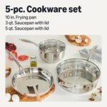 Amazon Basics Stainless Steel Cookware Set, 5-Piece Set, All Cooktop Friendly, Dishwasher-Safe - Image 3