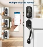 Veise VE06-H Smart Front Door Lock Set, App Control, Keyless Entry Deadbolt with Lever Handle, Electronic Digital Touchscreen Keypad, Auto Lock, Easy Install, Matte Black - Image 3
