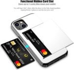 Nvollnoe Compatible with iPhone 15 Case with Card Holder Heavy Duty Protective Dual Layer Shockproof Hidden Card Slot Slim Wallet Phone Cover for Women&Men 6.1 inch(White) - Image 3