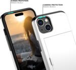 Nvollnoe Compatible with iPhone 15 Case with Card Holder Heavy Duty Protective Dual Layer Shockproof Hidden Card Slot Slim Wallet Phone Cover for Women&Men 6.1 inch(White) - Image 4