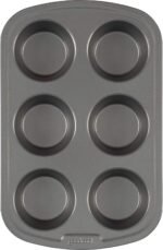 GoodCook Everyday Nonstick Steel Muffin Pan, 6 cup, Gray - Image 3