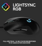 Logitech G403 Hero 25K Gaming Mouse, Lightsync RGB, Lightweight 87G+10G Optional, Braided Cable, 25, 600 DPI, Rubber Side Grips, Black - Image 3