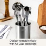 All-Clad 5-Piece Stainless Steel Kitchen Utensil Set – Includes Ladle, Solid Spoon, Slotted Spoon, Turner & Storage Caddy – Heavy-Gauge, Ergonomic, Dishwasher Safe, Silver - Image 3