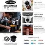 COSMO COS-23AFAKB 2.3 Quart Electric Small Air Fryer with Temperature Control, Timer, Auto Shut-Off, Non-Stick Frying Tray, 1000W Compact Mini Air Fryer (2.3 Quarts, Stainless Steel/Black) - Image 4