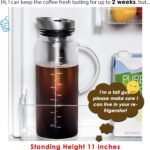 Aquach Cold Brew Coffee Iced Tea Maker & Fruit Pitcher - Large Capacity 51 Ounces - with Durable Glass Carafe/Fine Mesh Steel Infuser/Airtight Lid - Image 3