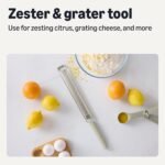 Amazon Basics Zester and Grater Tool, Soft Grip Handle, Dishwasher-Safe, Linen Gray - Image 3