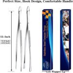 JETKONG 2 Pcs 12-Inch Kitchen Tweezers Fine Tweezer Tongs, Extra-Long Stainless Steel Cooking Tweezers (Silver) - Image 5