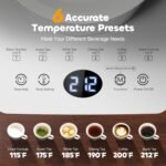 Electric Tea Kettle with Infuser, 1.5L Glass Water Boiler with Temperature Control, 24H Keep Warm & Auto Shut-Off, White - Image 3