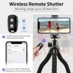 Aureday Phone Tripod, Flexible Tripod for iPhone and Android Cell Phone, Come with Wireless Remote and Clip for Video Recording/Vlogging/Selfie - Image 3