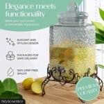 Style Setter Homestead Beverage Dispenser Cold Drink Dispenser w/ 2.5-Gallon Capacity Glass Jug, Metal Rack & Leak Proof Acrylic Spigot Great for Parties, Weddings & More - Image 3