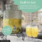 Style Setter Homestead Beverage Dispenser Cold Drink Dispenser w/ 2.5-Gallon Capacity Glass Jug, Metal Rack & Leak Proof Acrylic Spigot Great for Parties, Weddings & More - Image 4