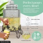 Style Setter Homestead Beverage Dispenser Cold Drink Dispenser w/ 2.5-Gallon Capacity Glass Jug, Metal Rack & Leak Proof Acrylic Spigot Great for Parties, Weddings & More - Image 6