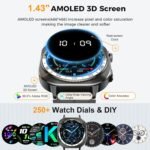 Smart Watch, 2025 AMOLED 3D 1.43" Smartwatch for Men Women (Answer/Make Call), 60 Days/Flashlight/130+ Sports, Heart Rate/Sleep Monitor, IP68 Waterproof Fitness Activity Tracker Android iOS - Image 3