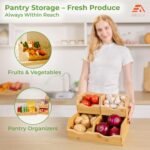 HOMESTEAD Bamboo Pantry Storage Bins – Potato & Onion Storage Bin for Pantry Organizers, Produce Organizer Set of 3 – Slide out Bin Access - Image 4