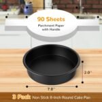 8 Inch Round Cake Pan Set of 3, Nonstick Baking Pans with 90PCS Parchment Paper, Dishwasher Safe - Image 3
