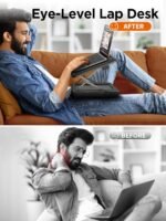 SAIJI Height & Tilt Adjustable Lap Desk, Portable Laptop Stand for Bed, Car, Couch and Recliner, Foldable Lap Desks - Up to 15.6 Inch Laptops - Image 3