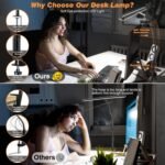 LED Desk Lamp for Office Home, Eye-Caring Desk Light with Stepless Dimming Adjustable Flexible Gooseneck, 10W USB Adapter Desk Lamp with Clamp for Reading, Study, Workbench (Black) - Image 5