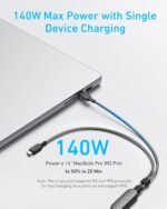 Anker Cable,4FT 2-in-1 USB C to USB C Cable 140W Max,Fast Charging for iPhone 17/17 Pro Max/16 Series,MacBook Air/Pro,and More(Braided,Black) - Image 4