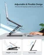 Adjustable Laptop Stand, Ergonomic Computer Stand for Desk, Aluminum Ventilated Colling Laptop Riser Holder Mount Compatible with MacBook Pro Air, HP, Dell 10-15.6" All Laptops - Image 3