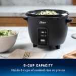 Oster 6-Cup Rice Cooker with Steamer Tray, Electric Rice Maker, Automatic Keep Warm, Nonstick Inner Pot, Black - Image 3