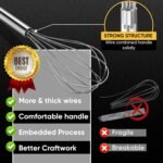 OOKUU Stainless Steel Wire Whisk Set - 3 Packs Balloon Whisk, Thick Wire Wisk ＆ Strong Handles, Egg Frother for Cooking, Blending, Whisking, Beating and Stirring (8"+10"+12") - Image 3