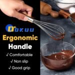 OOKUU Stainless Steel Wire Whisk Set - 3 Packs Balloon Whisk, Thick Wire Wisk ＆ Strong Handles, Egg Frother for Cooking, Blending, Whisking, Beating and Stirring (8"+10"+12") - Image 5