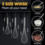 OOKUU Stainless Steel Wire Whisk Set - 3 Packs Balloon Whisk, Thick Wire Wisk ＆ Strong Handles, Egg Frother for Cooking, Blending, Whisking, Beating and Stirring (8"+10"+12") - Image 6