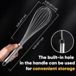 OOKUU Stainless Steel Wire Whisk Set - 3 Packs Balloon Whisk, Thick Wire Wisk ＆ Strong Handles, Egg Frother for Cooking, Blending, Whisking, Beating and Stirring (8"+10"+12") - Image 7