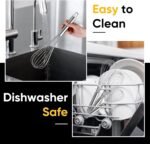 OOKUU Stainless Steel Wire Whisk Set - 3 Packs Balloon Whisk, Thick Wire Wisk ＆ Strong Handles, Egg Frother for Cooking, Blending, Whisking, Beating and Stirring (8"+10"+12") - Image 8