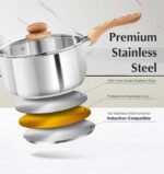 KOCH SYSTEME CS Stainless Steel Saucepan Set, 6 Piece Stainless Steel Pot 1QT & 2QT & 3QT with Heat-resistant Bakelite Handle, Tri-ply Base Pots, Sauce Pan Induction Ready, Pot Set 6PCS - Image 3