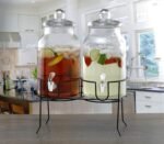 Style Setter Rustic Home Beverage Dispenser Set of 2 Cold Drink Dispenser w/ 1-Gallon Capacity each Glass Jug, Metal Rack & Leak-Proof Acrylic Chrome Spigot Great for Parties, Weddings - Image 3