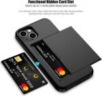 Nvollnoe for iPhone 13 Case with Card Holder Heavy Duty Protective Dual Layer Shockproof Hidden Card Slot Slim Wallet Case for iPhone 13 for Women&Men(Black) - Image 3