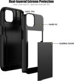 Nvollnoe for iPhone 13 Case with Card Holder Heavy Duty Protective Dual Layer Shockproof Hidden Card Slot Slim Wallet Case for iPhone 13 for Women&Men(Black) - Image 4