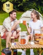 Single Serve One Cup Coffee Maker, for K Cups and Grounds, Mini Coffee Maker with Portable Handle, 6 to 12 Oz Brew Size, for Travel, Camping, Office, RV and Dorm, 120V, White and Brown - Image 5