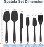 Silicone Spatula Set, 6 Pieces Food Grade Kitchen Utensils with Silicone Brush Heat Resistant Dishwasher Safe BPA-free Rubber Spatula for Scraping, Baking, Cooking, Mixing (Black) - Image 3