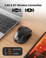 Redragon Wireless Mouse BT5.0/3.0 & 2.4G, 6 Buttons, 5 Level 4000DPI Bluetooth Mouse, 18 Months Battery, Portable Optical Computer Mice for Laptop, PC, Chromebook, Windows, Mac-Black - Image 3