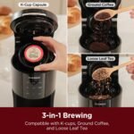 CUCKOO Single Serve Coffee Maker for K-Cup Ground Beans & Loose-Leaf Tea, Versatile 3-in-1 Pod Coffee Maker, Small Single Cup Machine with 5 Sizes and Auto-Clean Mode (CCM-AK011B) - Image 3