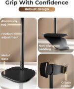 COOPER ChatStand, Adjustable Cell Phone Stand for Desk, Phone Stand for Recording, iPhone Holder for Filming, Small Tripod for iPhone, Fits Samsung, Android Smartphones, (Night Black) - Image 4