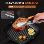 Hotec Stainless Steel Kitchen Tongs, Set of 3-7", 9" and 12", Locking Metal Food Tongs for Cooking, Serving, BBQ, Grill Non-Slip Grip - Image 3