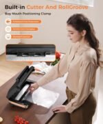 95KPa Vacuum Sealer Machine, Powerful Commercial Food Saver with Double Seal, Bags Storage & Easy-Lock Handle, Built-in Cutter, Includes Free Bags (1 Roll + 10 Pre-cut) Black Glod - Image 4