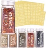 SWOMMOLY 66 Glass Spice Jars with 703 Spice Labels, Chalk Marker and Funnel Complete Set. 66 Square Glass Jars 4oz, Airtight Cap, Pour/sift Shaker Lid - Image 4